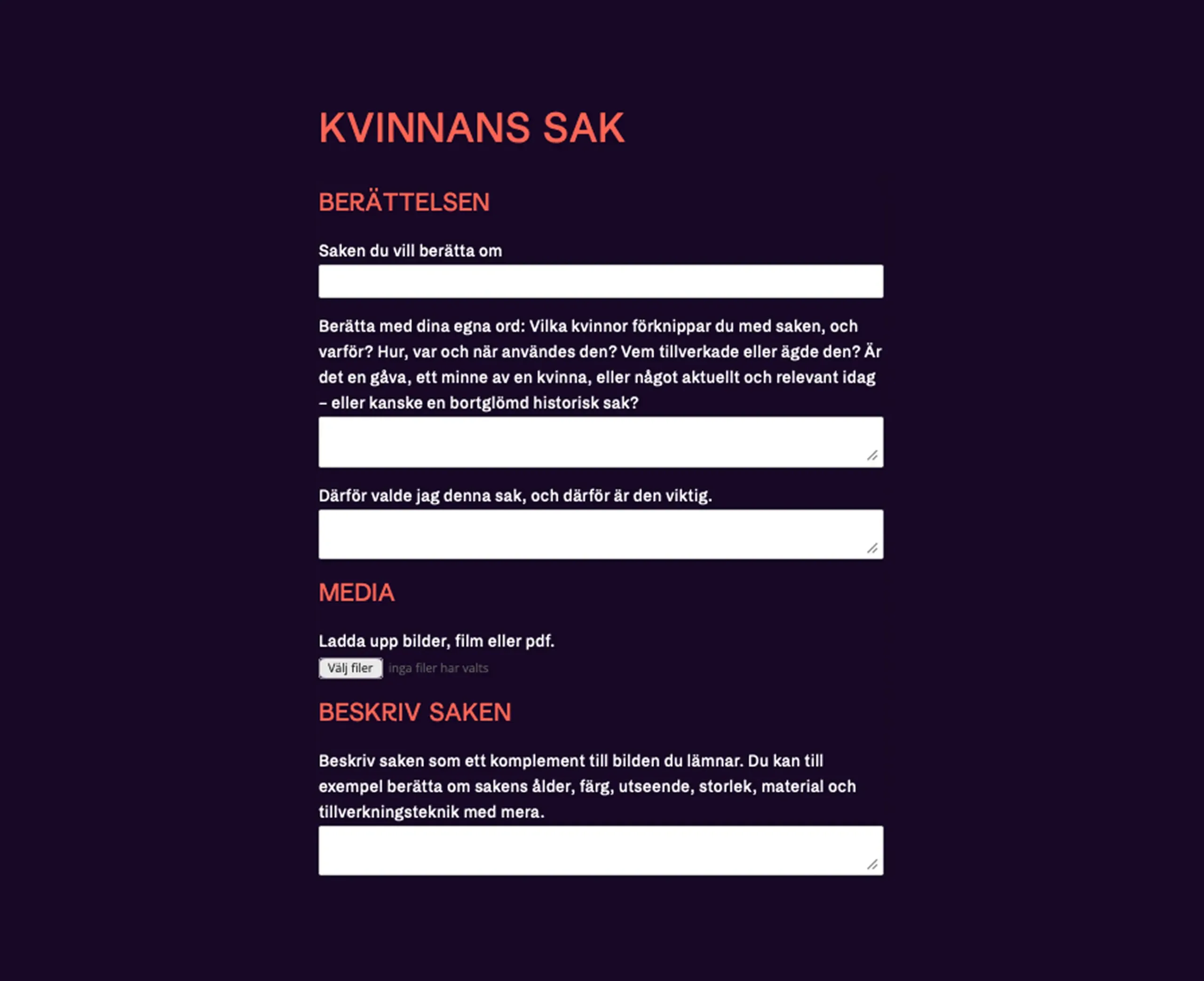 Formulär - kvinnans sak