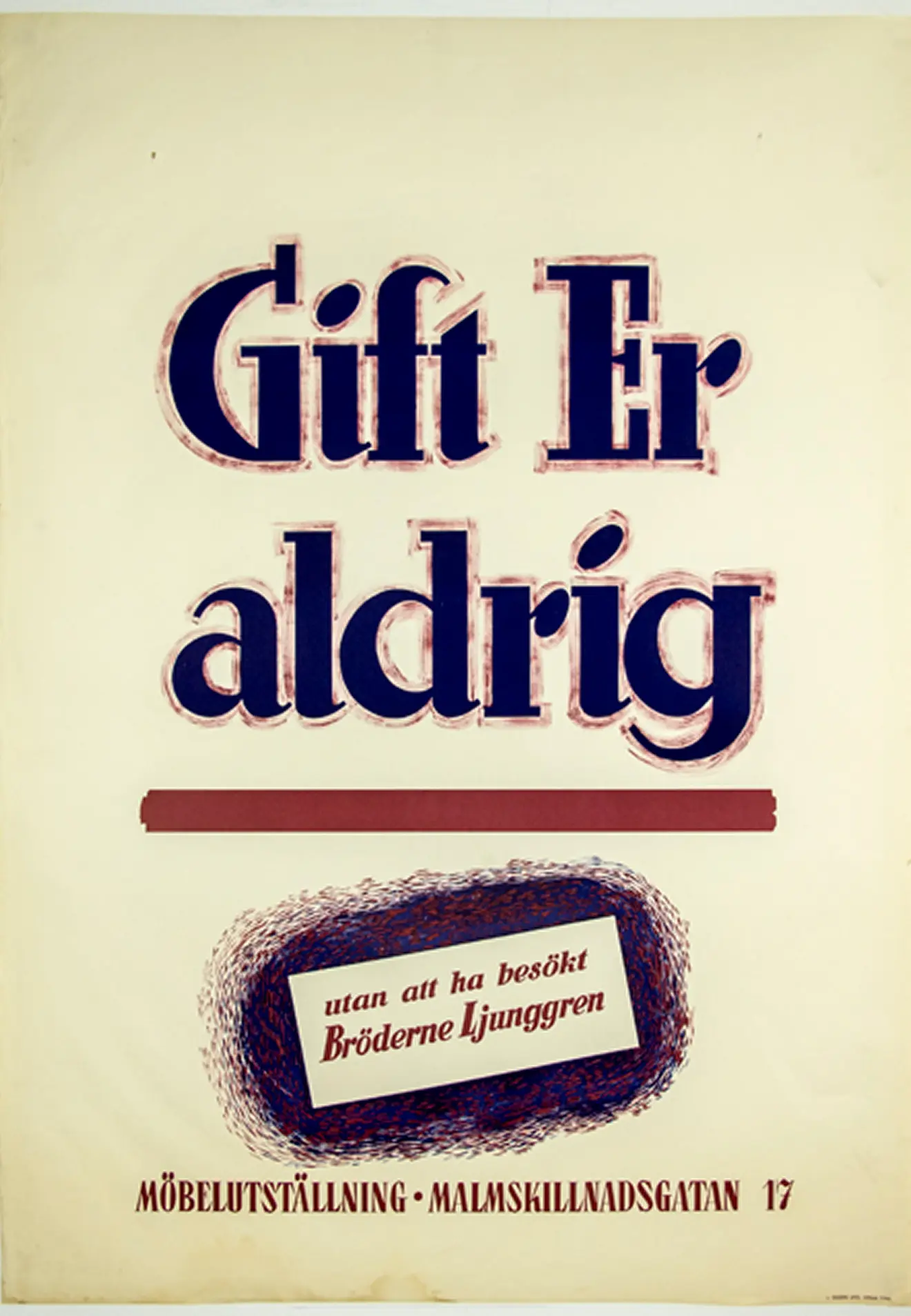 Poster med texten "Gift er aldrig"